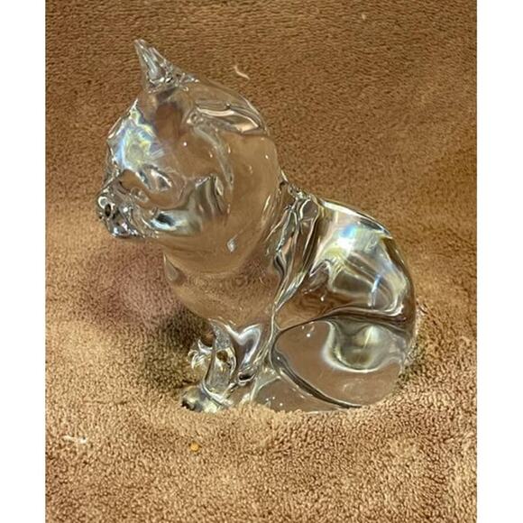 Vintage Cut 24% Lead Crystal Kitten Paperweight - Picture 2 of 6